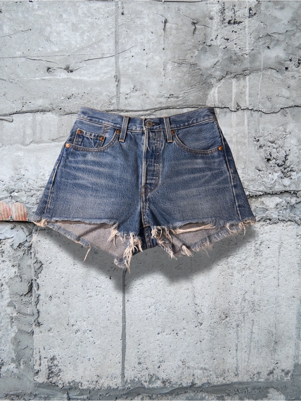 Levi's Distressed Blue Denim Cutoff Shorts